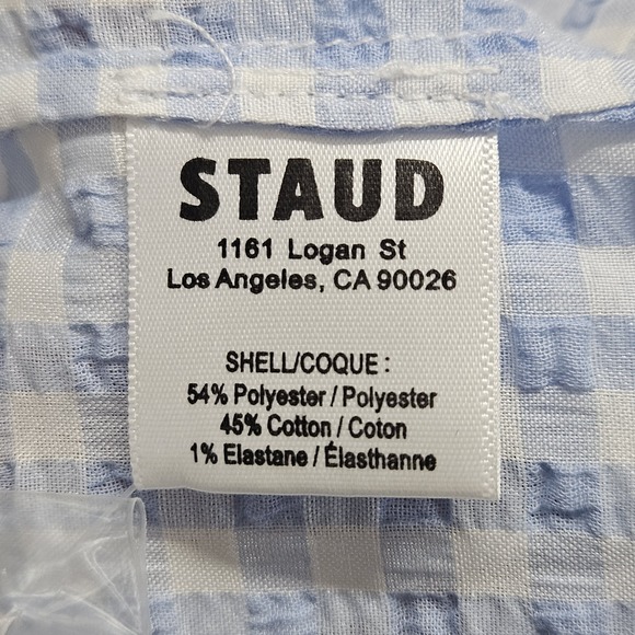STAUD Blue and White Checkered Button Down Shirt - Picture 6 of 11
